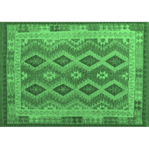 Ahgly Company Indoor Rectangle Southwestern Emerald Green Country Area Rugs, 8' x 12'