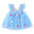 thumbnail image 3 of XZNPDUCQ Toddler Girls Summer Ruffle Flutter Sleeve Dress for Kids,Birthday Party Beach Dresses Summer Beach Princess Dress (5-6 Years,Sky Blue), 3 of 9