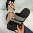 thumbnail image 5 of Mostsola Flip Flops for Women Platform Sandals Rhinestone Wedge Sandals Clip Toe Ring Slip on Shoes, 5 of 6