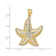thumbnail image 3 of 14k Yellow and Rhodium Gold Starfish Pendant for Women, Textured Two-Tone Coastal Jewelry with Diamond Cut Accents, Nautical Ocean Symbol for Summer and Beach Style, 3 of 5