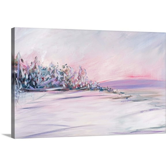 Great Big Canvas "Blush Winter Sunset"  by Circle Art Group Dark Gray Hot Pink   Wrapped Canvas Print Wall Artwork