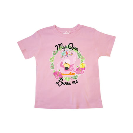 

Inktastic Baby Flamingo My Opa Loves Me with Flower Wreath Gift Toddler Boy or Toddler Girl T-Shirt