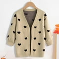 thumbnail image 2 of CYRBOKO Cardigans for Toddler Girls, Cotton Gift Long Sleeve Knit Winter Tops Khaki Size 3-4 T, 2 of 4