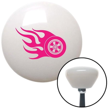 American Shifter Pink Wheel on Fire White Retro Shift Knob with M16 x 1.5 Insert Shifter Auto Manual Brody