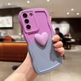 thumbnail image 3 of for Samsung Galaxy S22+ Plus Case, Cute Kawaii 3D Love Heart Gradient Color Curly Wave Frame Camera Lens Cover Shockproof Soft Silicone S22 Plus Phone Case 6.6" for Women (Purple Gray), 3 of 11