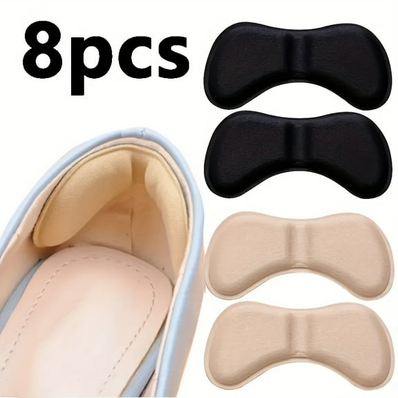 Set of 8 Long-Lasting Adjustable Heel Pads for The Back of Shoes, Designed to Prevent Slipping And Chafing, These Inserts Help Reduce Shoe Size And Provide Cushioning for Various Types of High Heels