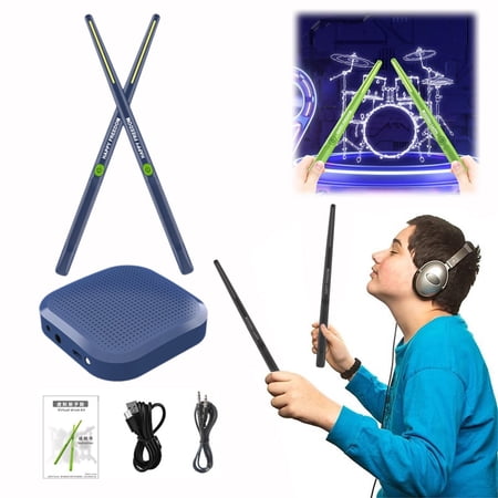 Goowood Electronic Drum Set Portable 3D Motion Sensing Virtual Pocket Drum with 2 Drumsticks Air Drum Kit for Beginners Adults and Kids