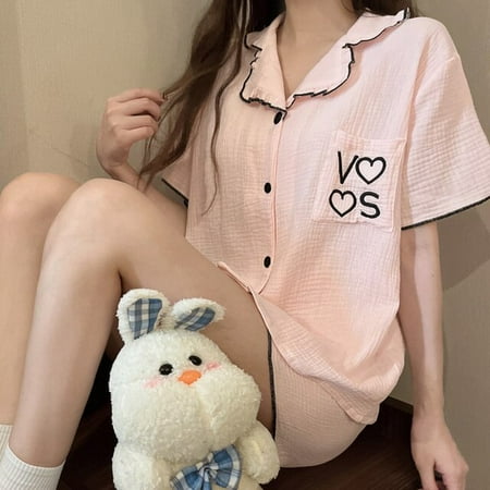 

DanceeMangoo Funishi Women Sleepwear Summer Pajamas Pullover Nightgown Cotton Plus Size Princess Style Col Claudine Loose Version
