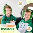 thumbnail image 7 of QearFun USB C Kids Dinosaur Headphones Wired with Mic, 85/94dB Safe Volume Limit, Foldable, Sharing Port & Tangle-Free Cord for School, Tablet, Travel-Boys & Girls, 7 of 7