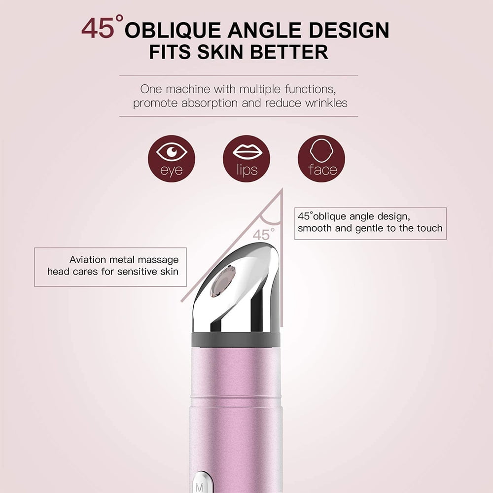 Hot and Cold Eye Massager, Eye Facial Massager Wand with 42芒聞聝 Heated Sonic Vibration Massage for Eyes Dark Circles Anti-, USB Rechargeable Anti-aging Eye Roller,Pink,F77099