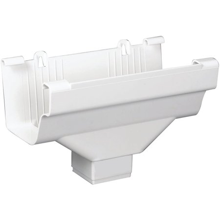 1PACK Amerimax 5 In. End with 2 In. x 2 In. Drop Outlet for White Vinyl Traditional K-Style Gutter