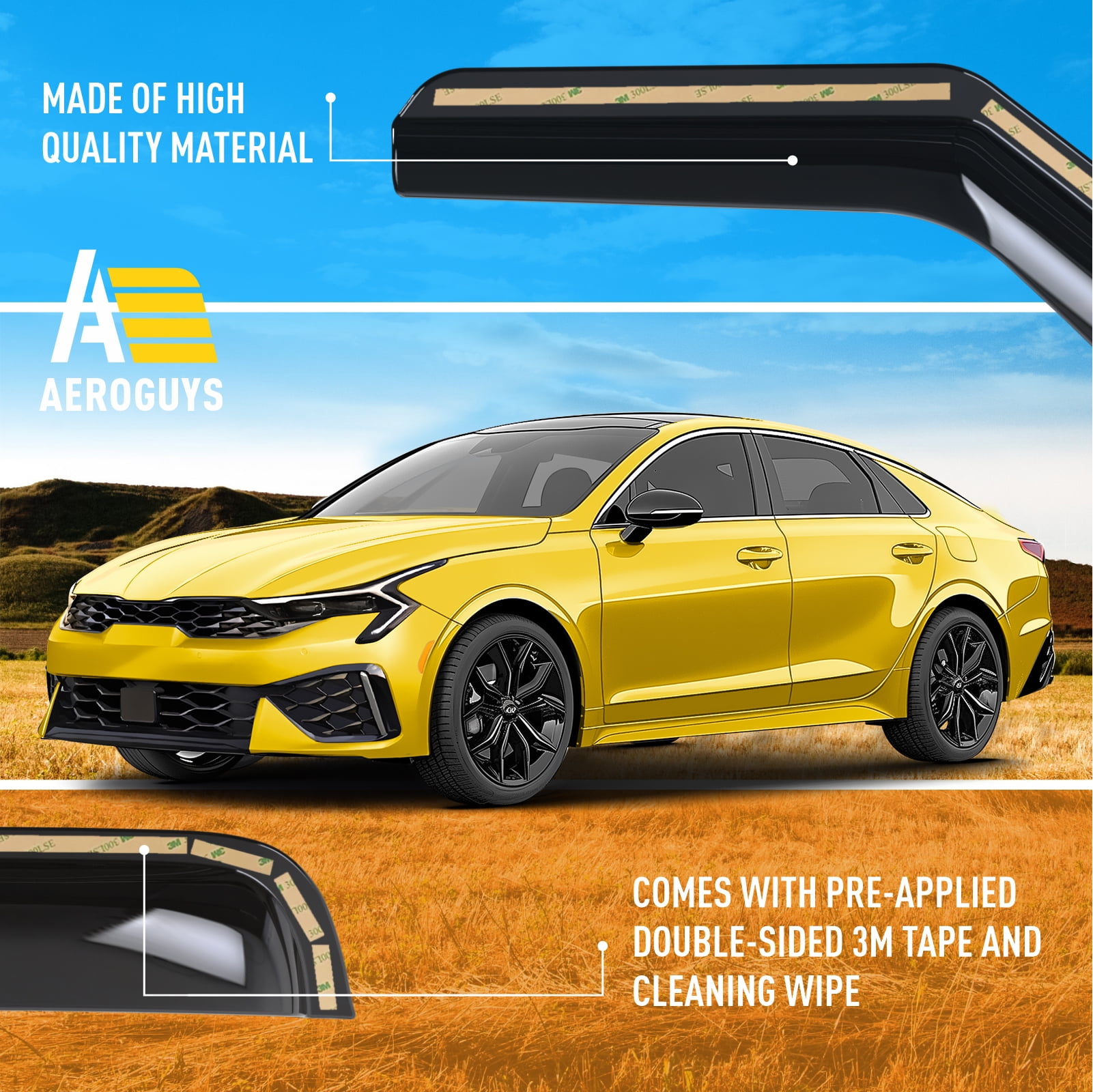 Extra Durable Window Deflectors In-Channel Window Visors Rain Guards Fit for Kia K-5 2021-2026, Sun Visors, Wind Vent Visors, vent shades, Exterior Car Accessories - 4 pcs. AG0803