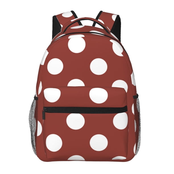 Balery Maroon And White Polka Dot Mochila Escolar Impresa, Mochila Ligera para Viajes Casual, Mochila Duradera y Cómoda Multifuncional, Mochila para Laptop-One Size