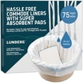 thumbnail image 1 of Lunderg Doublures de Commode avec Coussinets Absorbants - Paquet Économique Qualité Médicale 75 Unités Ajustement Universel - Doublures et Coussinets Jetables pour Chevet de Chaise de Commode pour Adultes, Sacs de Toilette Portatifs et de Camping, 1 of 6