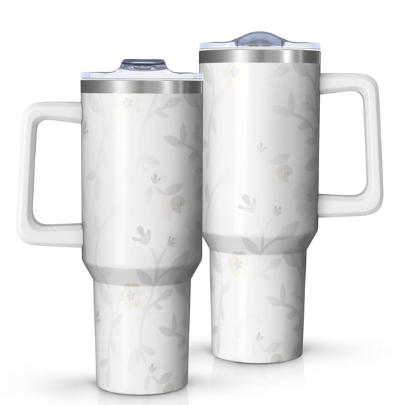 Floral 40oz Tumbler– Stainless Steel Insulated Tumbler with Handle and Straw, Large Capacity Travel Cup for Hot & Cold Drinks,Thanksgiving,Christmas, Spring,Flower