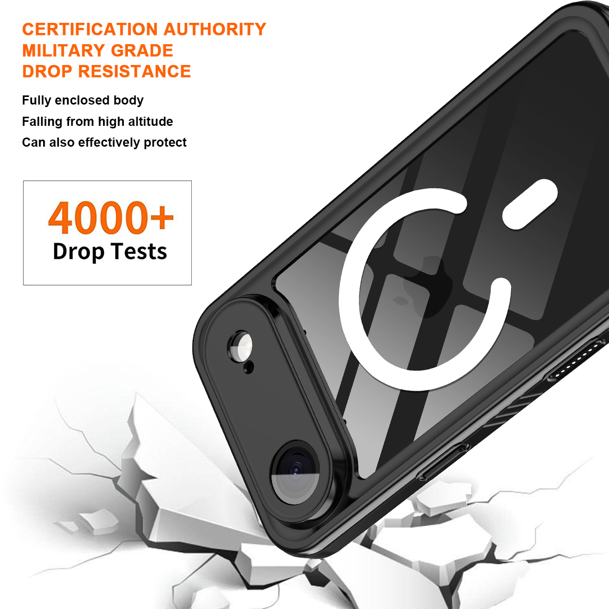 Casetego for iPhone Air Waterproof Case,Compatible with Mag-safe,with Built-in Screen Protector Full-Body Snowproof,Dustproof and Shockproof Protective Magnetic for iPhone Air 2025 Phone Case,Black