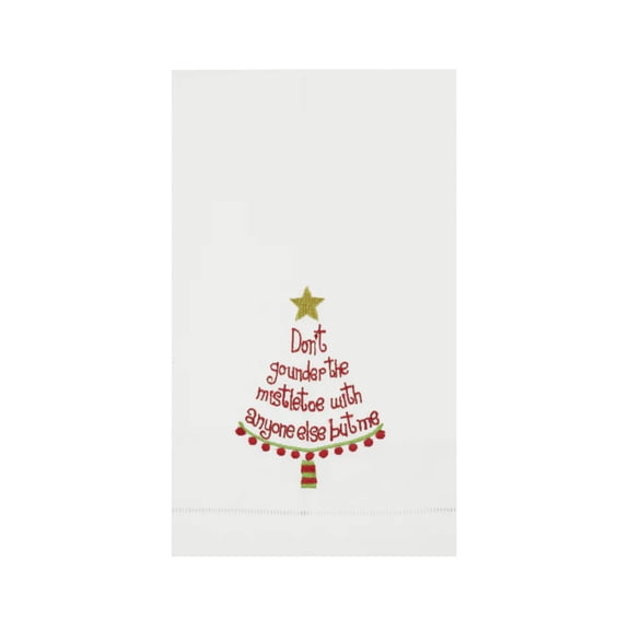 Christmas Tree "Don't Go Under the Mistletoe" 100% Cotton Guest Towel