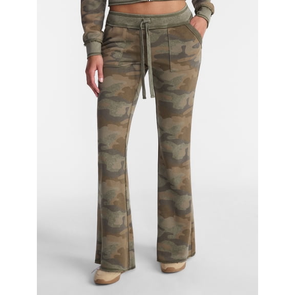 No Boundaries Flare Leg French Terry Pant, Women's Sizes XXS-XXL