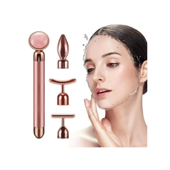 4-In-1 Electric Face-Lifting Massage Roller Pink/Rose Gold 15.5cm，Massager Roller Golden Face Roller, Arm Eye Nose Massage for Face Facial Massager Skin Care Tools