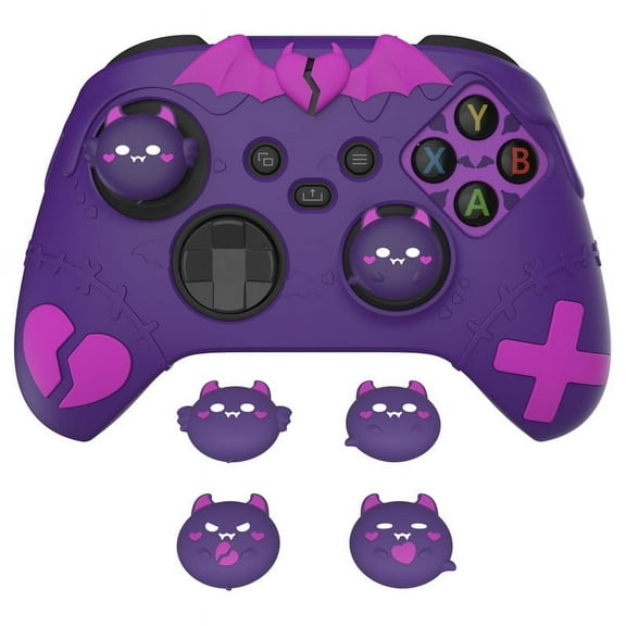 PlayVital Gothic Imp Series Cute Silicone Skin for Xbox Series X & S Controller, Anti-Slip Grip Silicone Cover, Protective Silicone Case for Xbox Core Controller with Thumb Grips-Purple