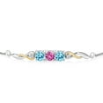thumbnail image 2 of 925 Sterling Silver and 10K Yellow Gold Pink Created Sapphire Blue Apatite and Lab Grown Diamond Tennis Bracelet for Women (1.56 Cttw, Gemstone September Birthstone, Fully Adjustable up to 9 inch), 2 of 4