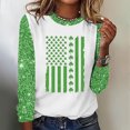 thumbnail image 3 of Charella Long Sleeve Shirts for Women St Patricks Day Shirt Crewneck T-shirts 2024 Trendy Bling Bling Tops,Green,M, 3 of 4