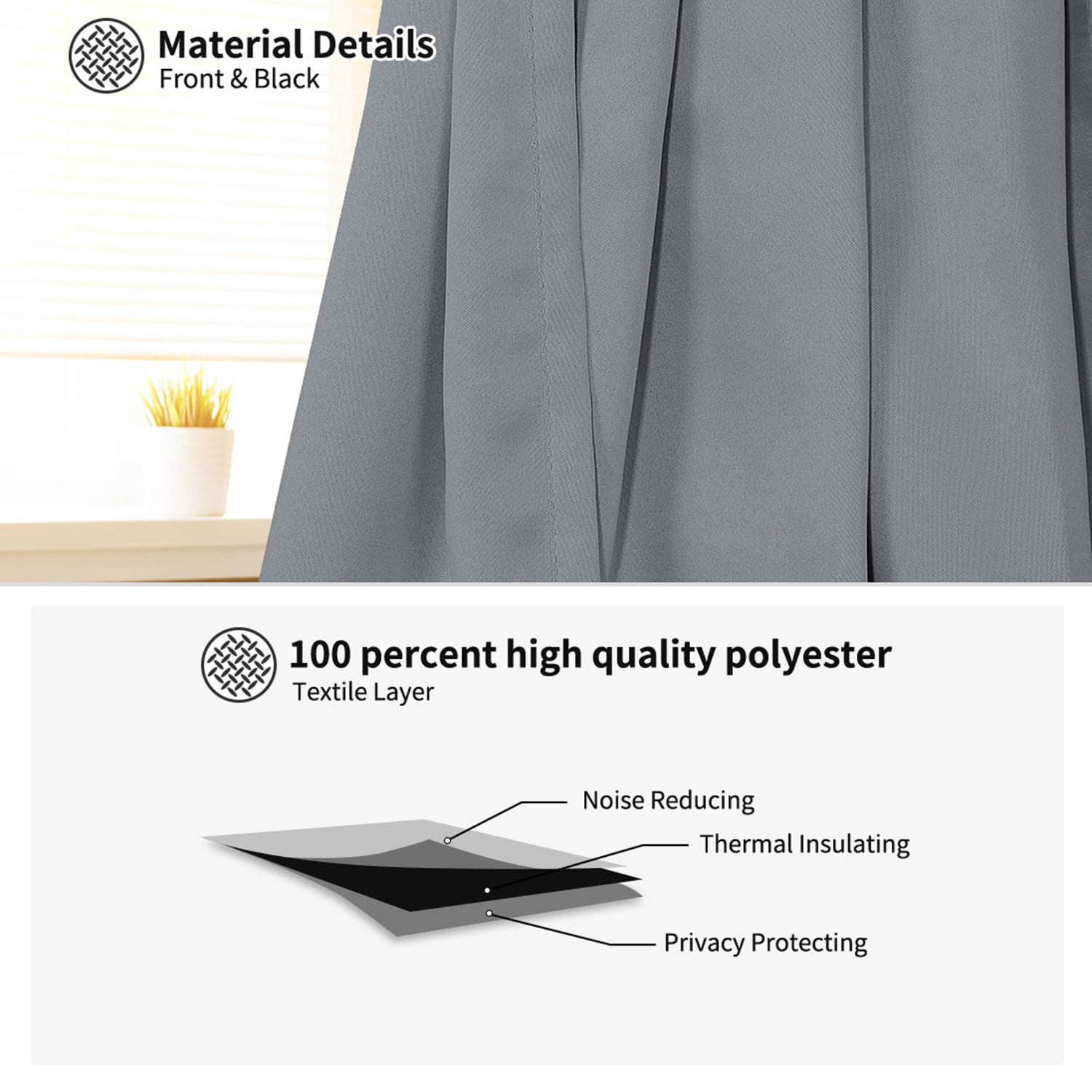 PiccoCasa 1 Panel Door Curtains Home Blackout Window Curtains, Dark Gray W54" x L40"