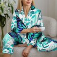 thumbnail image 6 of Uemuo Blue Floral with Butterflies Pattern Womens Pajama Sets,PJ Set for Women,Pajamas for Women Logo,Long Sleeve Pajama Set for Women,Soft Long Sleeve Top With Pants-, 6 of 9