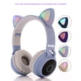 thumbnail image 4 of Audífonos VIMI Bluetooth Diadema 3.5 Orejas De Gato Con Luz Led Radio Azul Cielo, 4 of 5