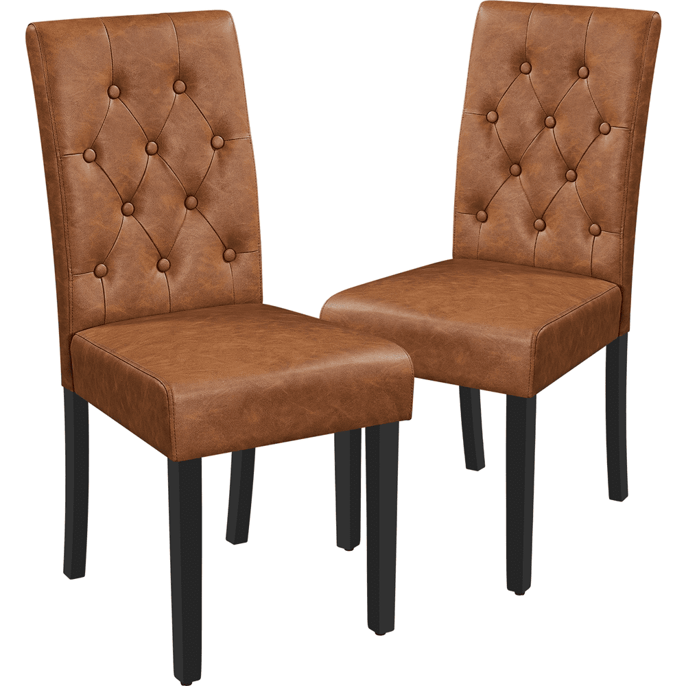 Yaheetech Set of 2 Button Tufted Padded Faux Leather Dining Chair, Retro Brown - Walmart.com