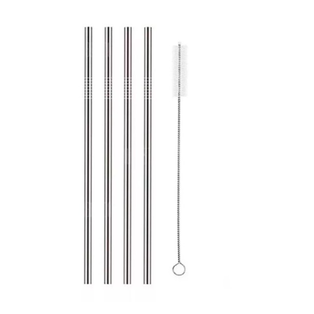 4 Piezas Popotes Ecologicos Drink Lab Acero inoxidable Reutilizable con Cepillo de Limpieza