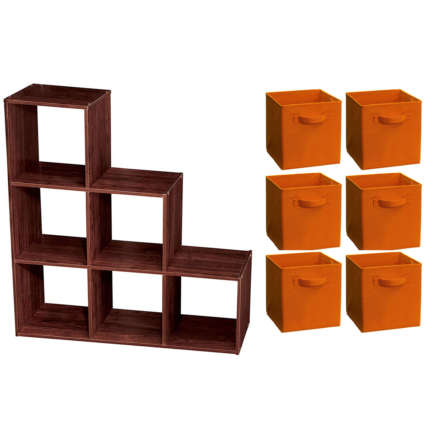 ClosetMaid 3 Tier Wooden Cubical Storage Organizer with Fabric Bins (6
