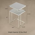 thumbnail image 3 of Lavish Home 2-Tier C-Shaped Side Table with Chrome Metal Finish (White), 3 of 8