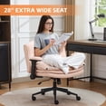 thumbnail image 6 of DOMICARE Criss Cross Chair with Flip-Up Arms, Wide Cross-Legged Office Chair with Wheels, Swivel Vanity Desk Chair, Pink Boucle, 6 of 7