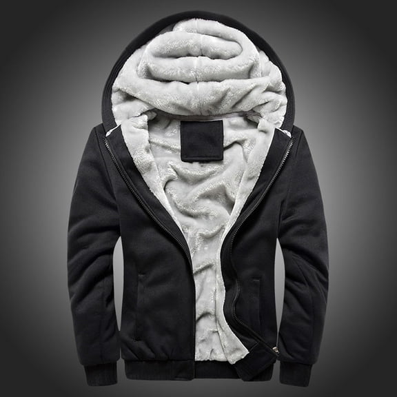 Viikei Mens Plus Size Jackets Mens Coats Outerwear Winter Mens Hoodies Solid Fleece Zipper Sweater Jacket