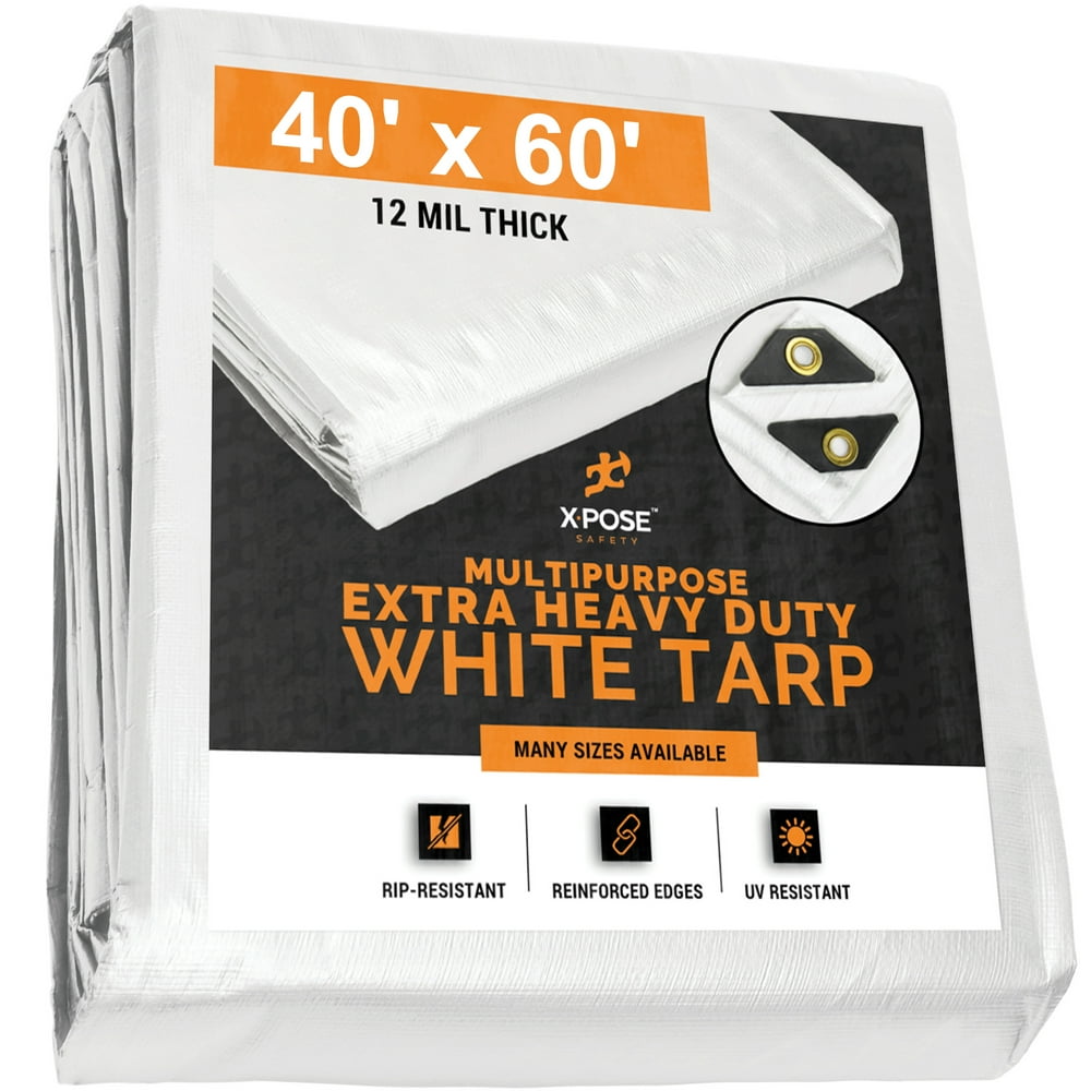Heavy Duty White Poly Tarp 40' x 60' Multipurpose Protective Cover