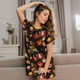 thumbnail image 3 of Naloa Colorful Tulips Print Women Nightgowns,Womens Loungewear,Short Sleeve Sleepwear,Comfy Ladies Nightdress, 3 of 6
