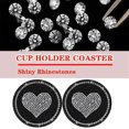 thumbnail image 4 of 2PACK Black Sparkly Rhinestone Car Cup Mat 2.75 Inch Universal Fit High Elasticity AntiScratch Decor for Women Interior Car Accessories and Home Office, 4 of 7