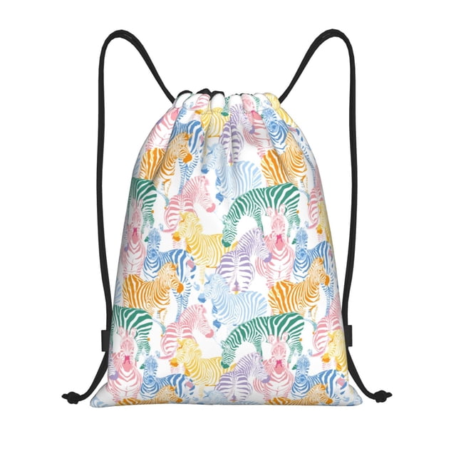 Fotbe Zebra Colourful Bolsa Mochila con Cordón Estampada, Bolsa de Gimnasio Deportiva, Bolsa Cinch, Bolsa con Cordón para Hombres y Mujeres-Small