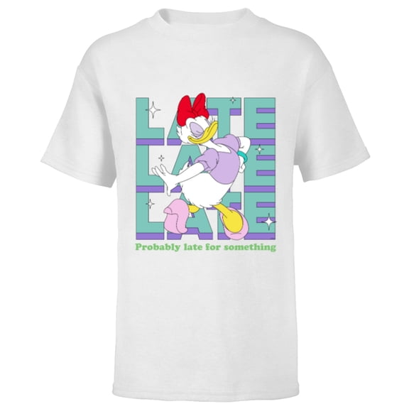 Disney Daisy Duck Probably Late for Something Funny - Short Sleeve T-Shirt for Kids - Customized-White