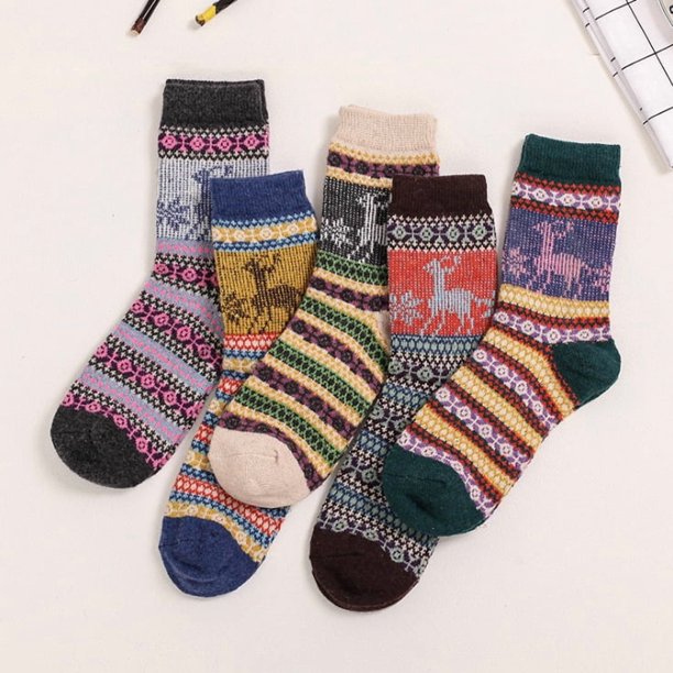 10 pares de calcetines de lana, calcetines térmicos para mujer, calcetines cálidos de invierno para mujer, calcetines de punto gruesos, calcetines de invierno para mujer, coloridos
