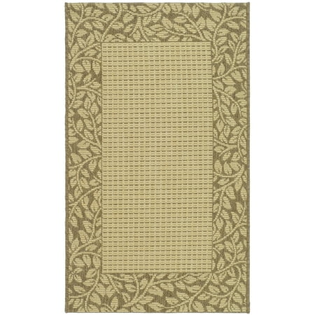 SAFAVIEH Courtyard Regent Traditional Floral Indoor/Outdoor Area Rug Natural/Brown, 6'7" x 9'6"