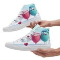 thumbnail image 5 of Coolcustomize Women's Cute Couple & Hug Me Design High-top Sneakers, Lace-Up Round Toe Casual Shoes, Fabric Upper&Rubber Sole, Cute Couple Characters Canvas Shoes for Valentine's Day & Casual Attire, 5 of 9