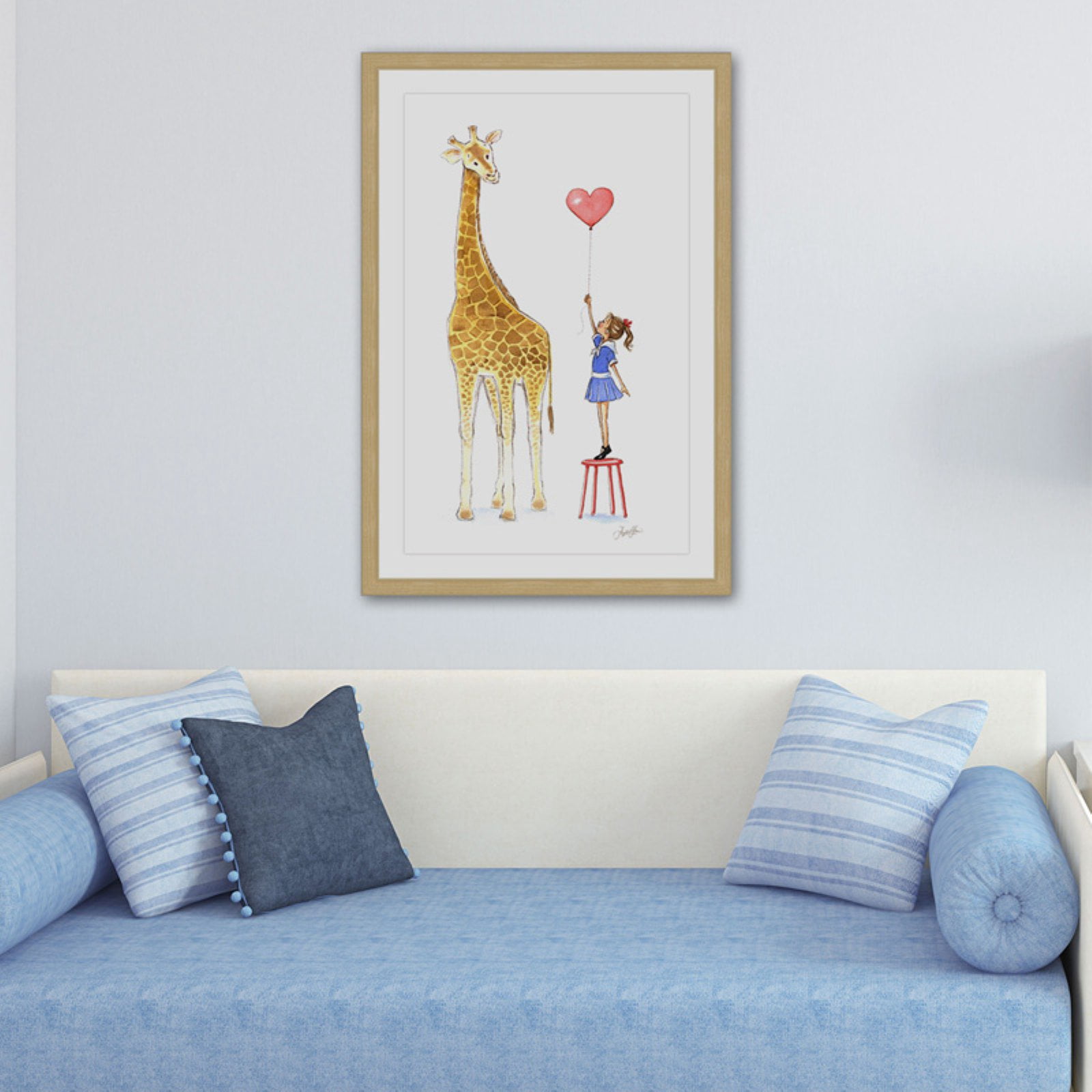 Marmont Hill Giraffe and Girl by Phyllis Harris Framed Wall Art