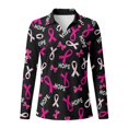 thumbnail image 4 of Jeiento Hope Pink Ribbon Women's Golf Shirts, Long Sleeve Sun Protection Sports Tops, V Neck Moisture Wicking Shirts for Awareness Activities and Workout, 4 of 7