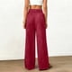 thumbnail image 4 of Pincandy Women's Solid Color Faux Suede Elastic Waist Wide Leg Pants - High Stretch Casual Loose Fit with Pockets, Perfect for Daily Wear & Weekend Getaways, 4 of 7
