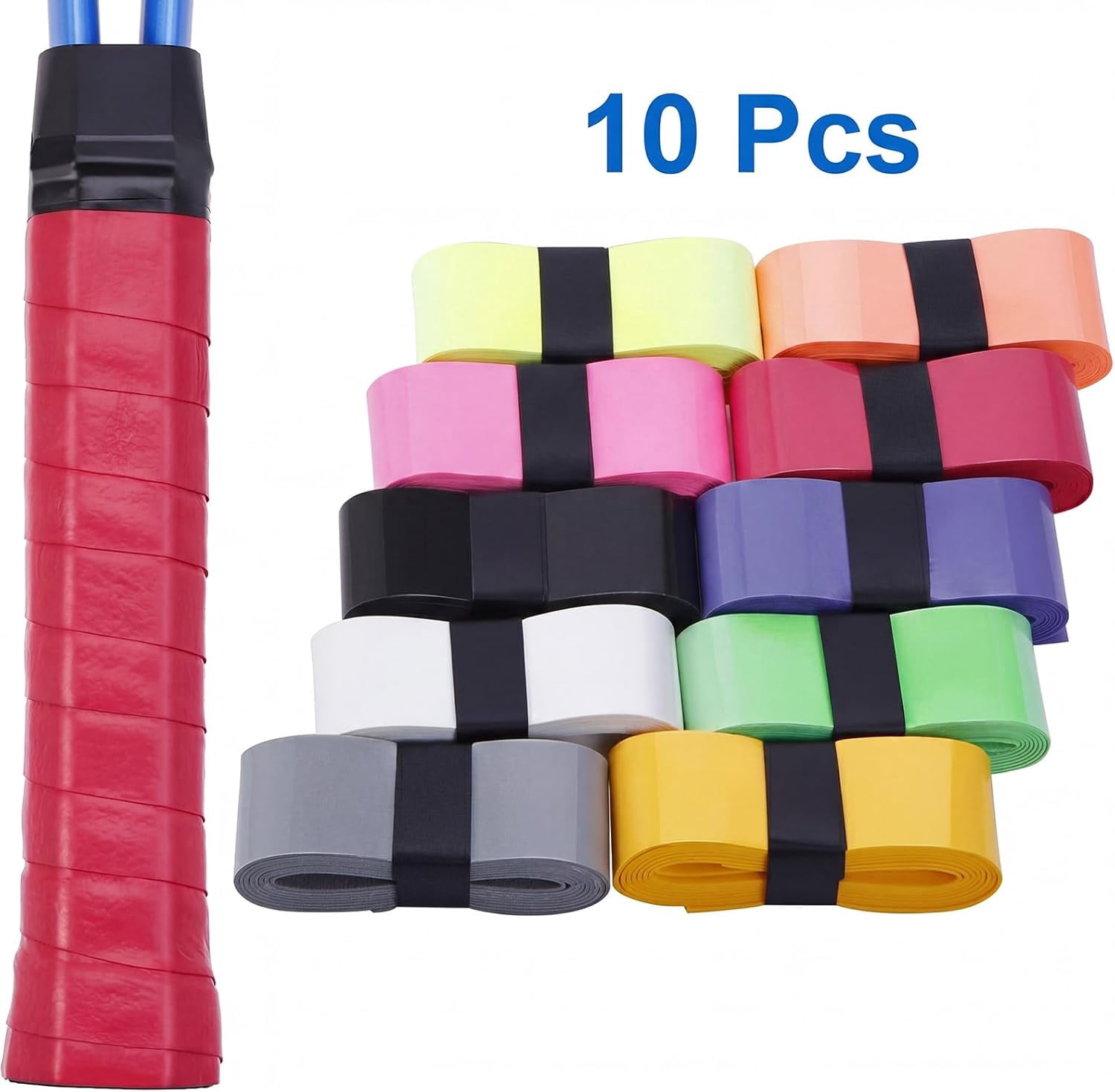 12 Pieces Tennis Racket Grip Tape, Badminton Racket Overgrip, Absorbent Non Slip Overgrip Replacement for Tennis, Badminton, Squash, Padel Rackets