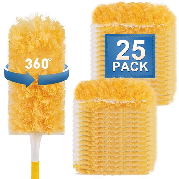 Januofit Heavy Duty Duster Refills, Unscented Disposable Dusters Kit for Cleaning Dusting Furniture Blind Ceiling Fan, Multi Surface 360 Feather Duster(25)(Handle is Not Included)