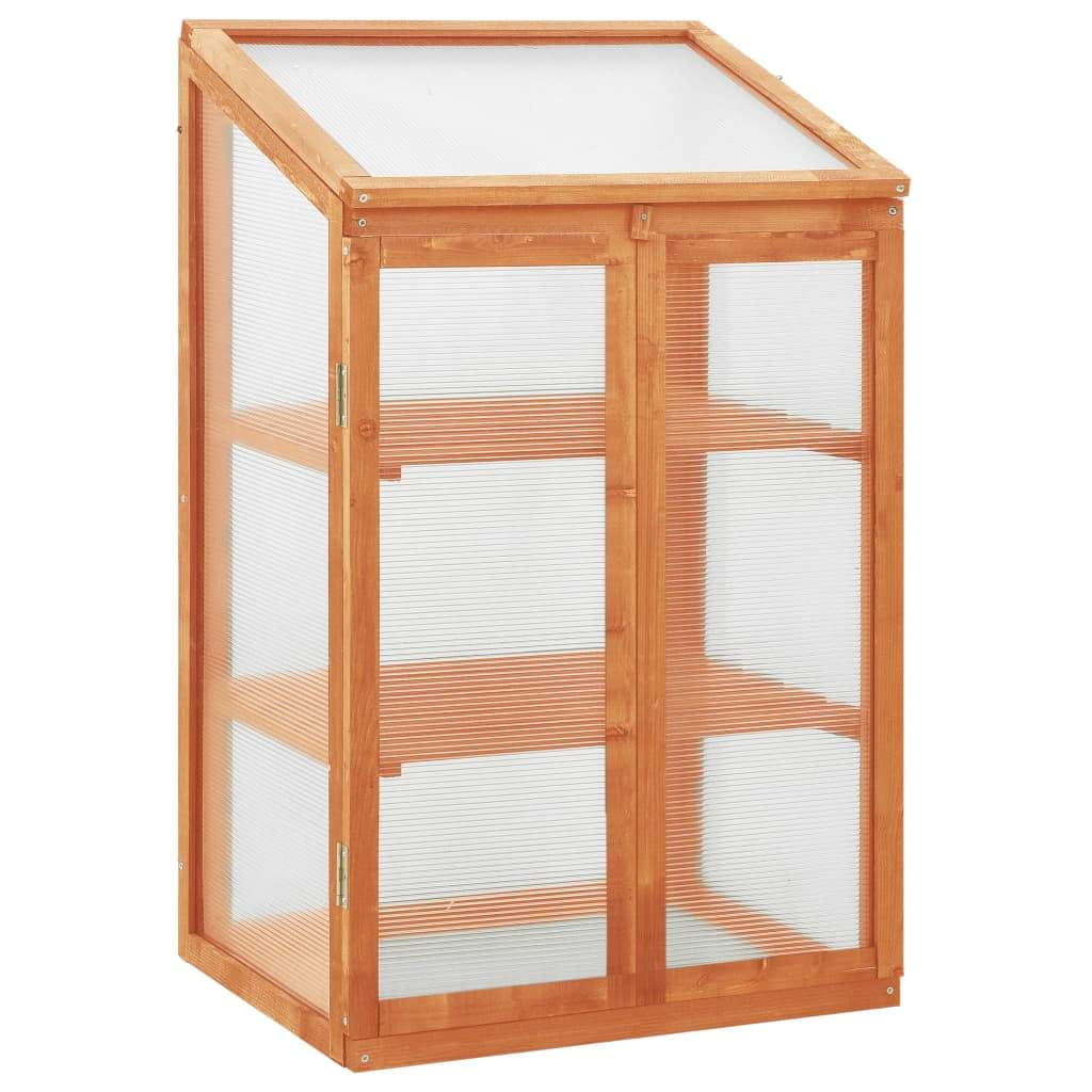 vidaXL Greenhouse Grey Solid Firwood, PC board 23.6x17.7x39.4 in
