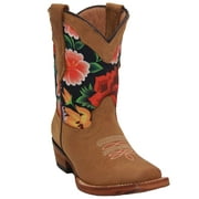 The Western Shops Kids Western Boot Girls Floral Cowboy Cowgirl Leather Brown Boot